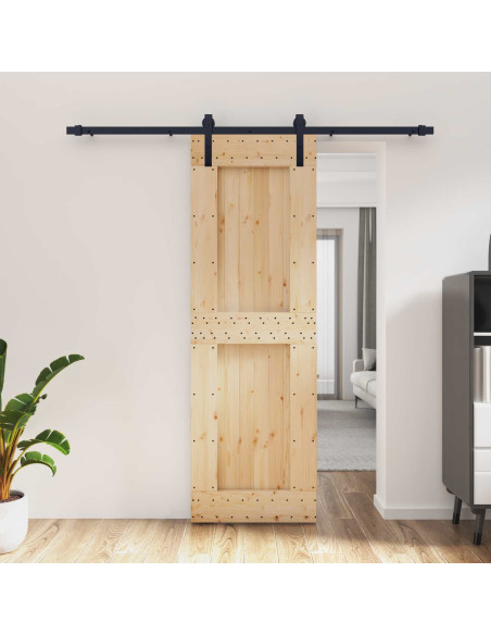 Porta scorrevole Naturale e Nero 70 x 210 cm