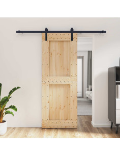 Porta scorrevole Naturale e Nero 80 x 210 cm
