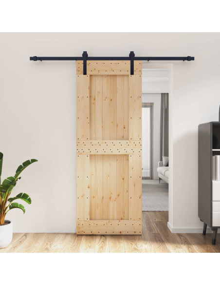 Porta scorrevole Naturale e Nero 80 x 210 cm