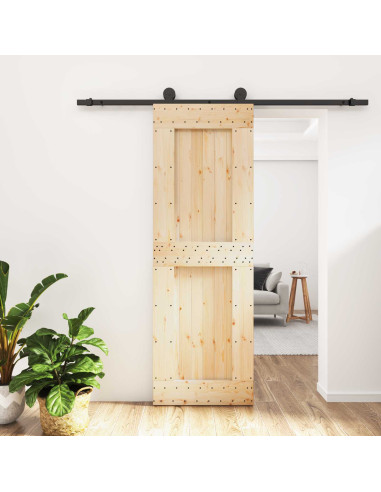 Porta scorrevole Naturale e Nero 70 x 210 cm