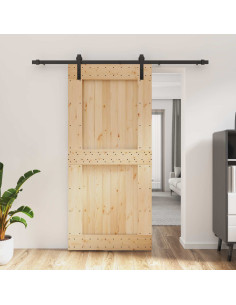 Porta scorrevole Naturale e Nero 95 x 210 cm