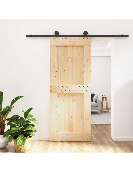 Porta scorrevole Naturale e Nero 85 x 210 cm