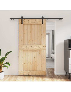 Porta scorrevole Naturale e Nero 100 x 210 cm