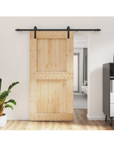 Porta scorrevole Naturale e Nero 100 x 210 cm