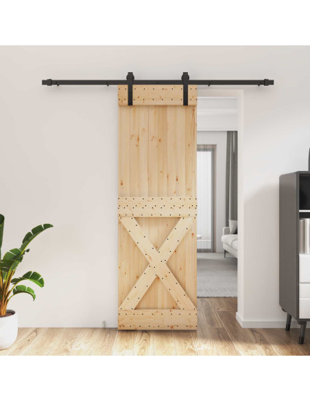 Porta scorrevole Naturale e Nero 70 x 210 cm