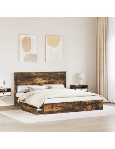 Letto con Contenitore con testiera Rovere fumé 180 x 200 cm