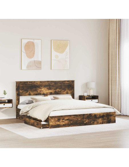 Letto con Contenitore con testiera Rovere fumé 180 x 200 cm