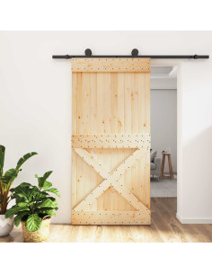 Porta scorrevole Naturale e Nero 100 x 210 cm