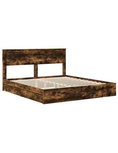 Letto con Contenitore con testiera Rovere fumé 180 x 200 cm