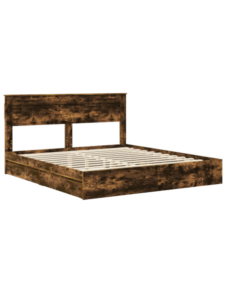 Letto con Contenitore con testiera Rovere fumé 180 x 200 cm