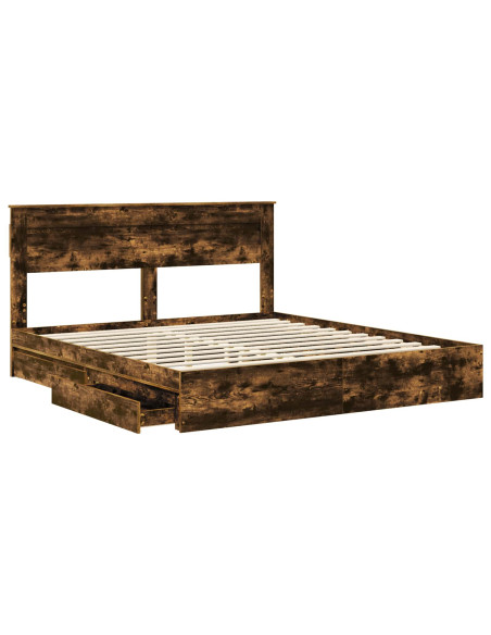 Letto con Contenitore con testiera Rovere fumé 180 x 200 cm