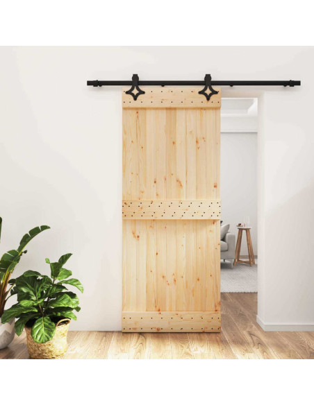 Porta scorrevole Naturale e Nero 85 x 210 cm