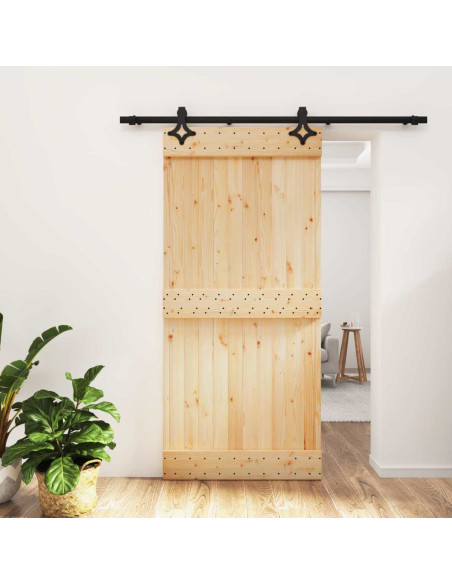 Porta scorrevole Naturale e Nero 95 x 210 cm