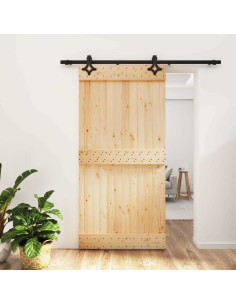 Porta scorrevole Naturale e Nero 100 x 210 cm