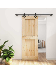 Porta scorrevole Naturale e Nero 80 x 210 cm