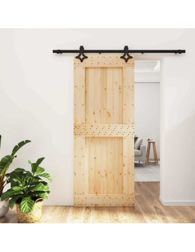 Porta scorrevole Naturale e Nero 85 x 210 cm