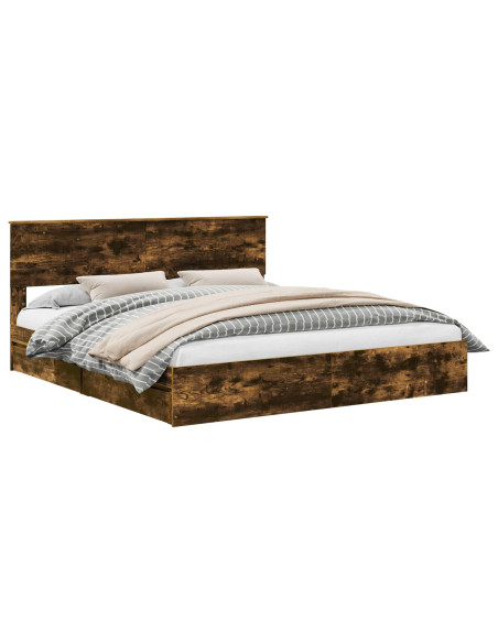 Letto con Contenitore con testiera Rovere fumé 180 x 200 cm