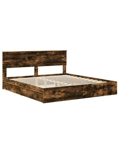Letto con Contenitore con testiera Rovere fumé 180 x 200 cm