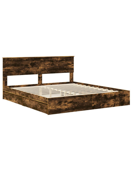 Letto con Contenitore con testiera Rovere fumé 180 x 200 cm