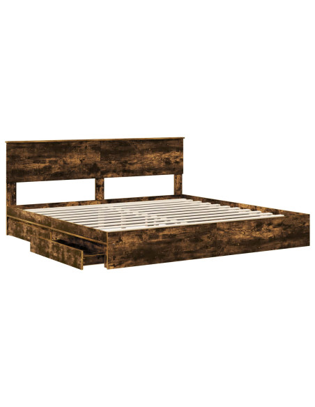 Letto con Contenitore con testiera Rovere fumé 180 x 200 cm