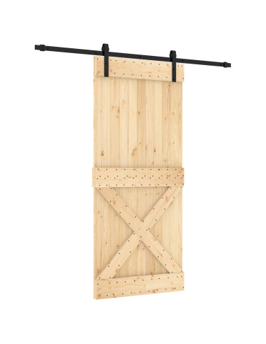 Porta scorrevole Naturale e Nero 90 x 210 cm