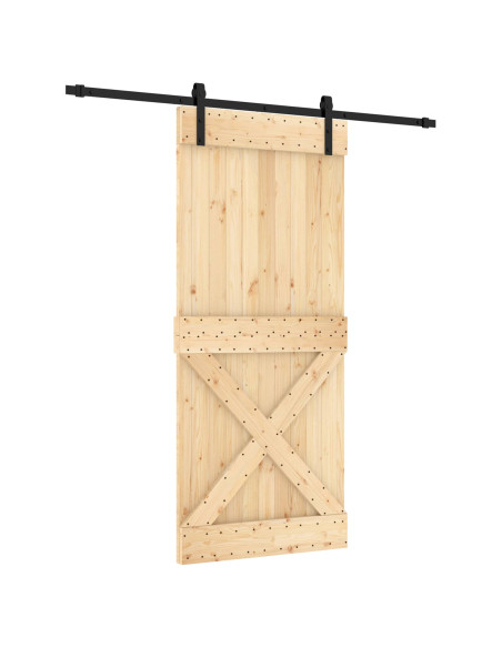Porta scorrevole Naturale e Nero 90 x 210 cm