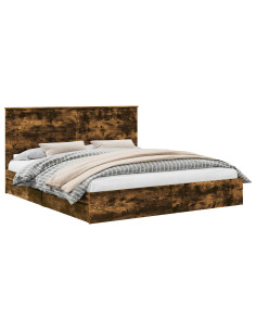 Letto con Contenitore con testiera Rovere fumé 180 x 200 cm 2