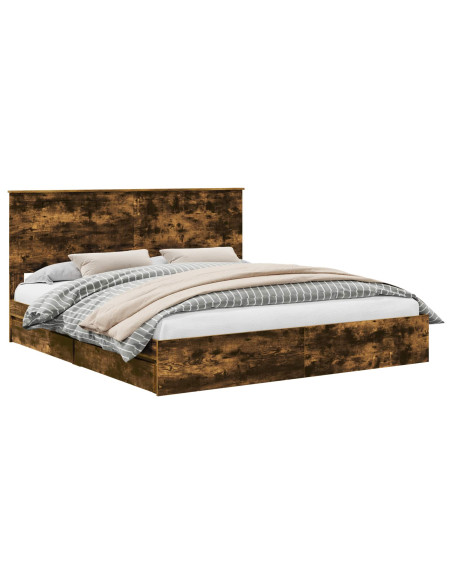 Letto con Contenitore con testiera Rovere fumé 180 x 200 cm