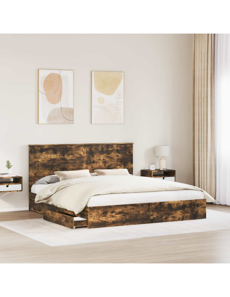 Letto con Contenitore con testiera Rovere fumé 180 x 200 cm