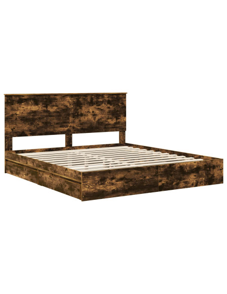 Letto con Contenitore con testiera Rovere fumé 180 x 200 cm