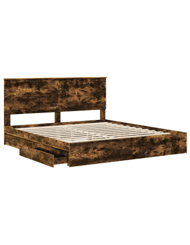 Letto con Contenitore con testiera Rovere fumé 180 x 200 cm
