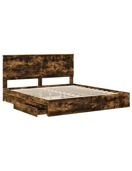 Letto con Contenitore con testiera Rovere fumé 180 x 200 cm