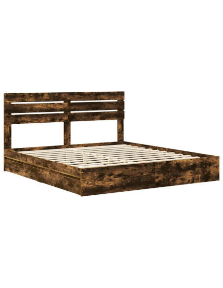Letto con Contenitore con testiera Rovere fumé 180 x 200 cm