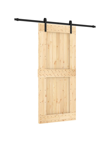 Porta scorrevole Naturale e Nero 90 x 210 cm
