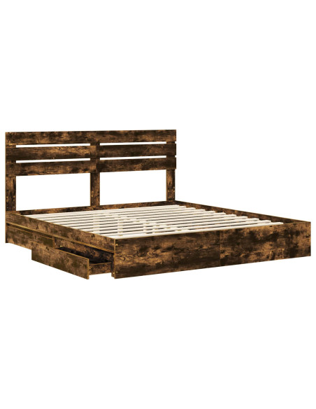 Letto con Contenitore con testiera Rovere fumé 180 x 200 cm