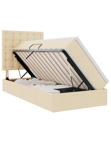 Letto con contenitore e materasso Crema 100 x 200 cm Poliestere