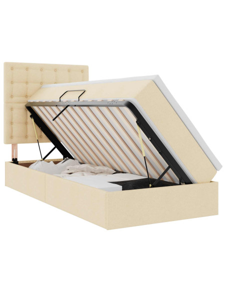 Letto con contenitore e materasso Crema 100 x 200 cm Poliestere