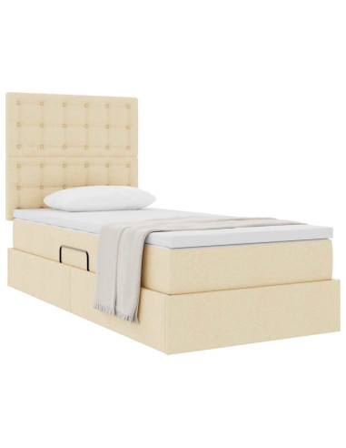 Letto con contenitore e materasso Crema 100 x 200 cm Poliestere