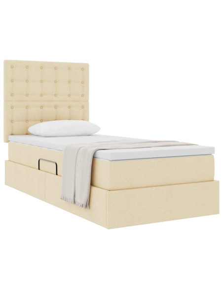 Letto con contenitore e materasso Crema 100 x 200 cm Poliestere