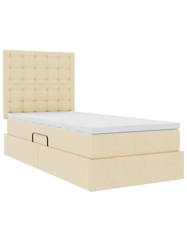 Letto con contenitore e materasso Crema 100 x 200 cm Poliestere