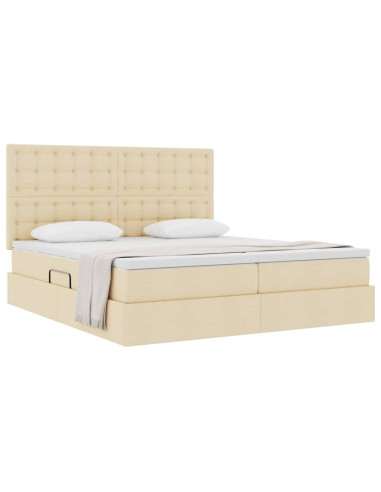 Letto con Contenitore Crema 200 x 200 cm Pelle Sintetica