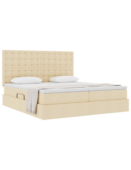 Letto con Contenitore Crema 200 x 200 cm Pelle Sintetica