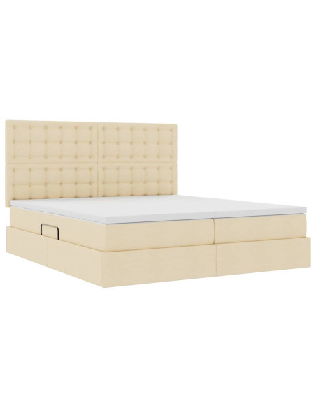 Letto con Contenitore Crema 200 x 200 cm Pelle Sintetica