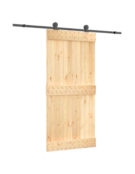 Porta scorrevole Naturale e Nero 95 x 210 cm