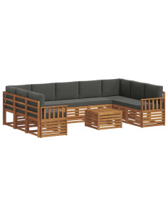 Set divani 10 pcs Naturale e Antracite Legno di Acacia Massello 2