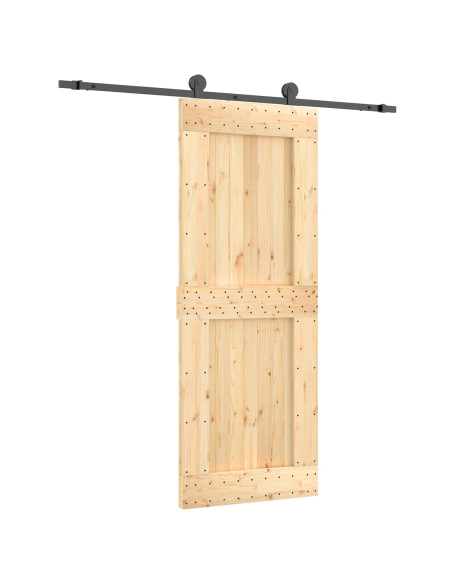 Porta scorrevole Naturale e Nero 80 x 210 cm