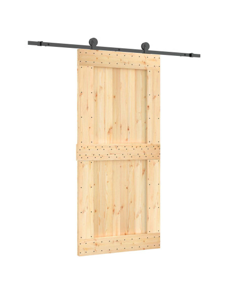 Porta scorrevole Naturale e Nero 95 x 210 cm