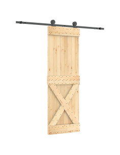 Porta scorrevole Naturale e Nero 70 x 210 cm 2
