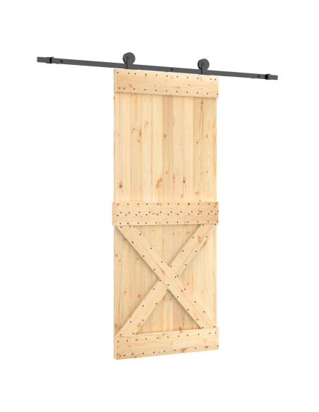 Porta scorrevole Naturale e Nero 85 x 210 cm