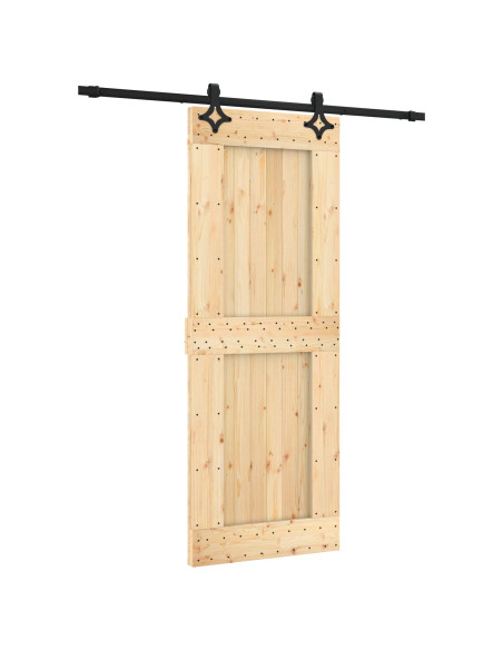 Porta scorrevole Naturale e Nero 80 x 210 cm